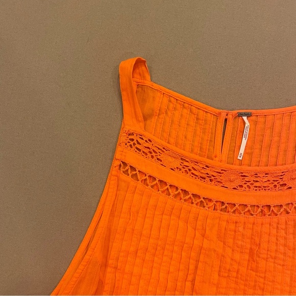 Free People Orange Crochet Tank Size Medium - Picture 3 of 9